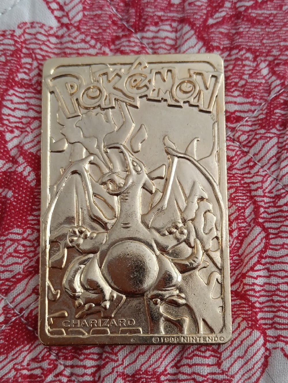 Rare Nintendo Gold Charizard Embossed PlaquePokemon CHARIZARD 23k Gold Plated